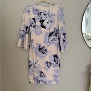 Calvin Klein Lavender Floral Long Sleeve Dress